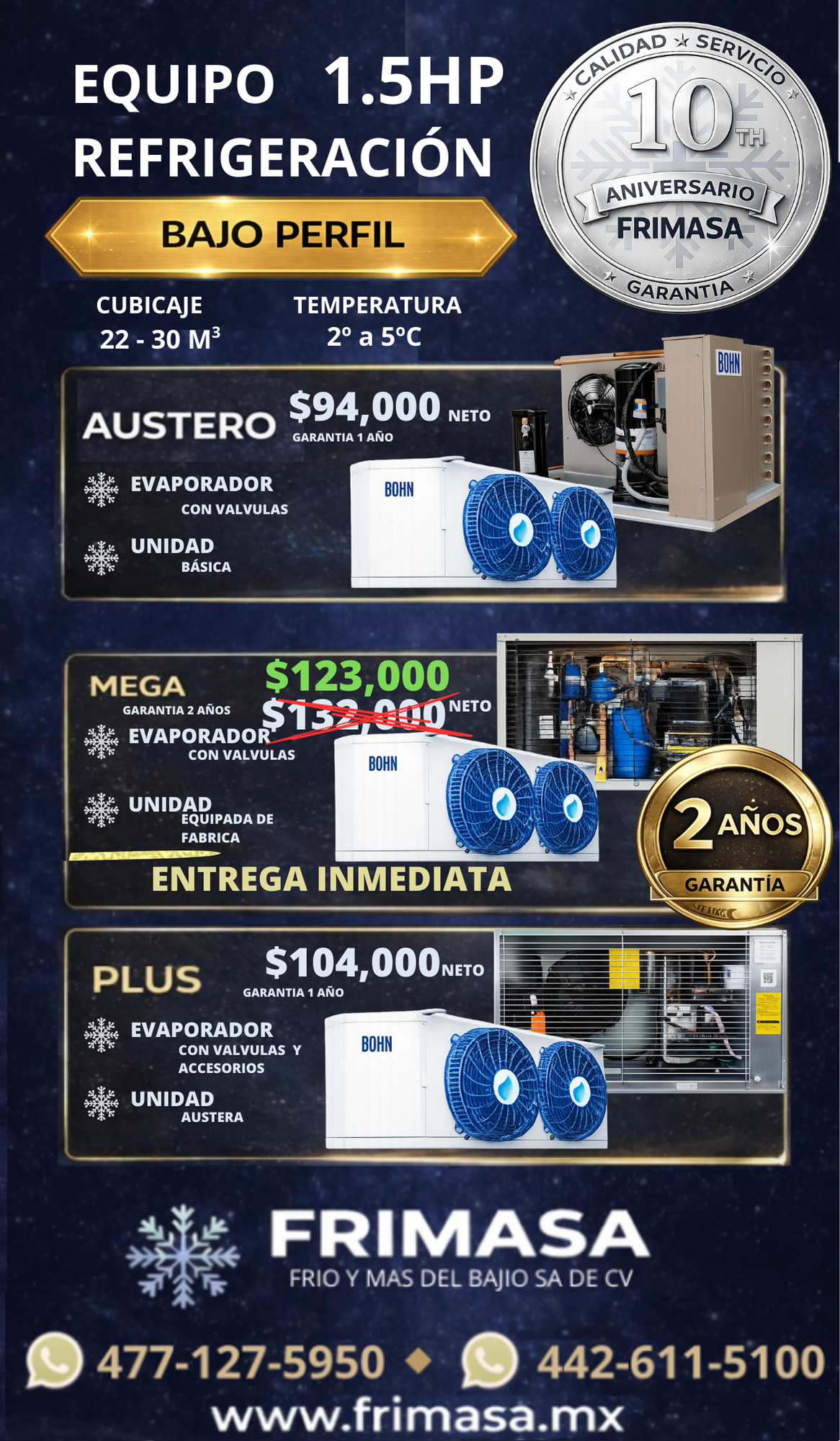 PAQUETES REFRIGERACION 1.5HP BAJO PERFIL