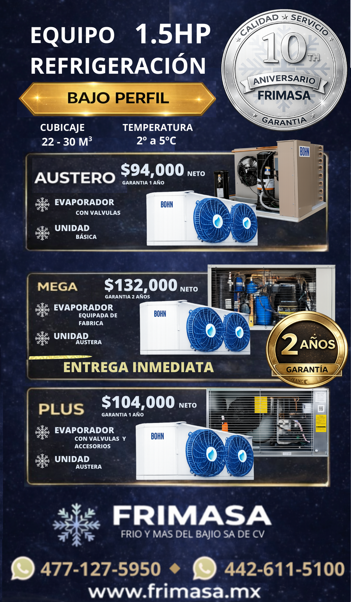 PAQUETES REFRIGERACION 1.5HP BAJO PERFIL