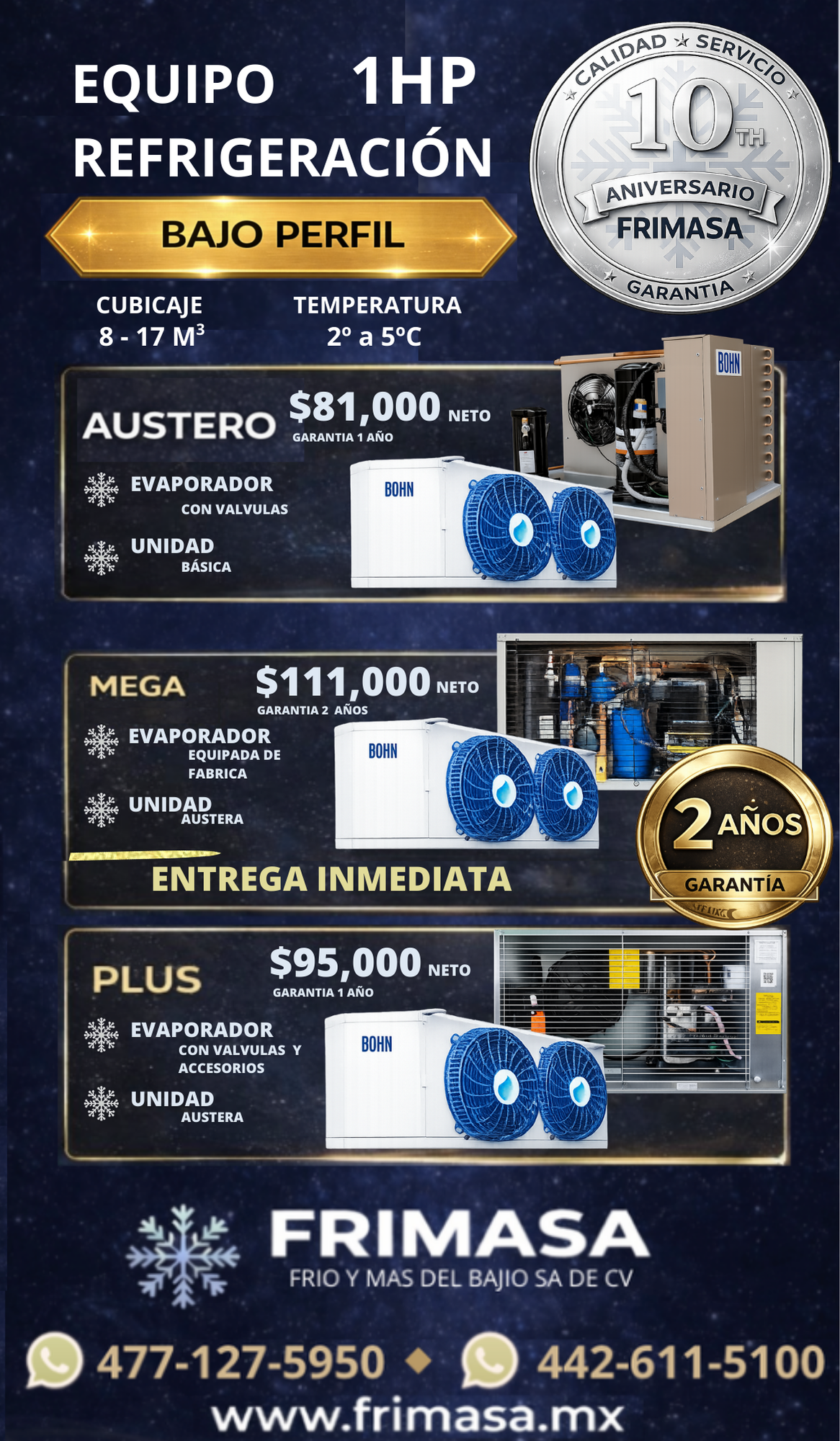 PAQUETES REFRIGERACION 1HP BAJO PERFIL