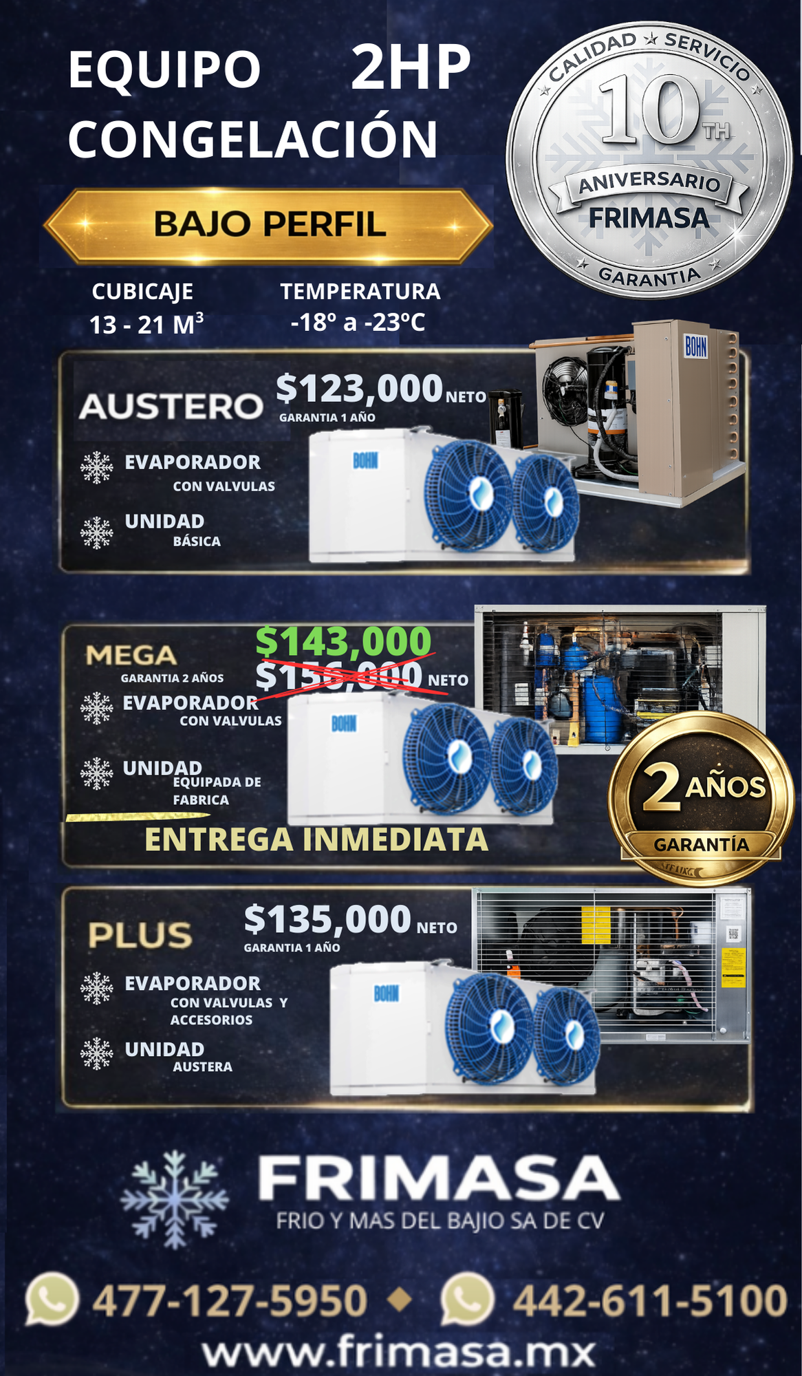 PAQUETES CONGELACION 2HP BAJO PERFIL