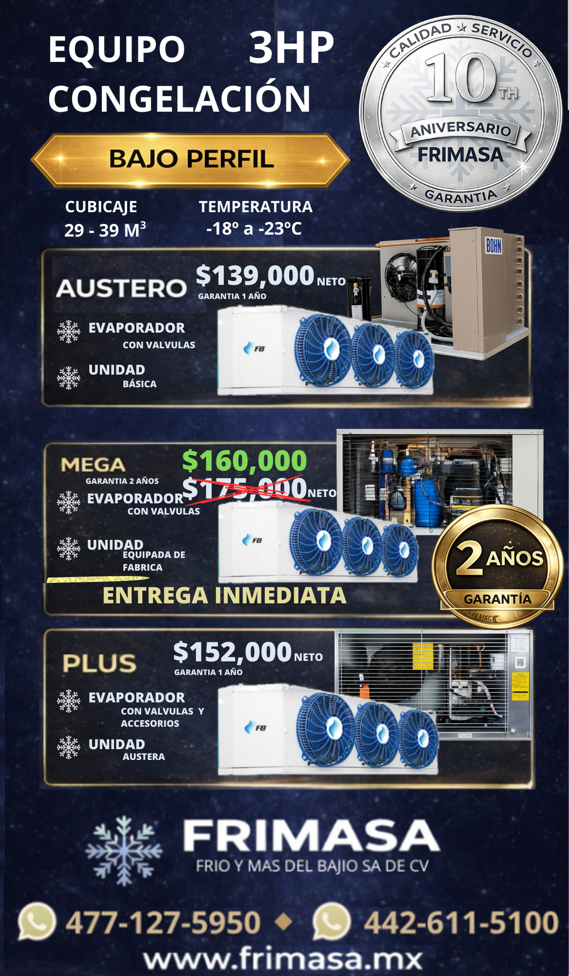 PAQUETES CONGELACION 3HP BAJO PERFIL