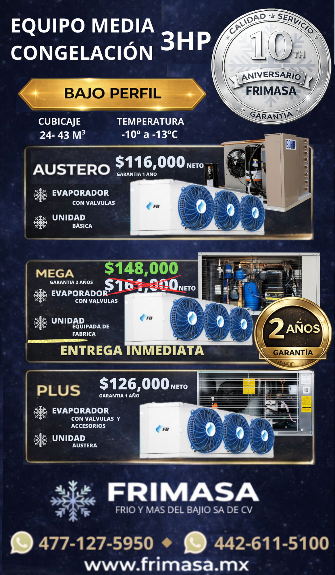 PAQUETES MEDIA CONGELACION 3HP BAJO PERFIL