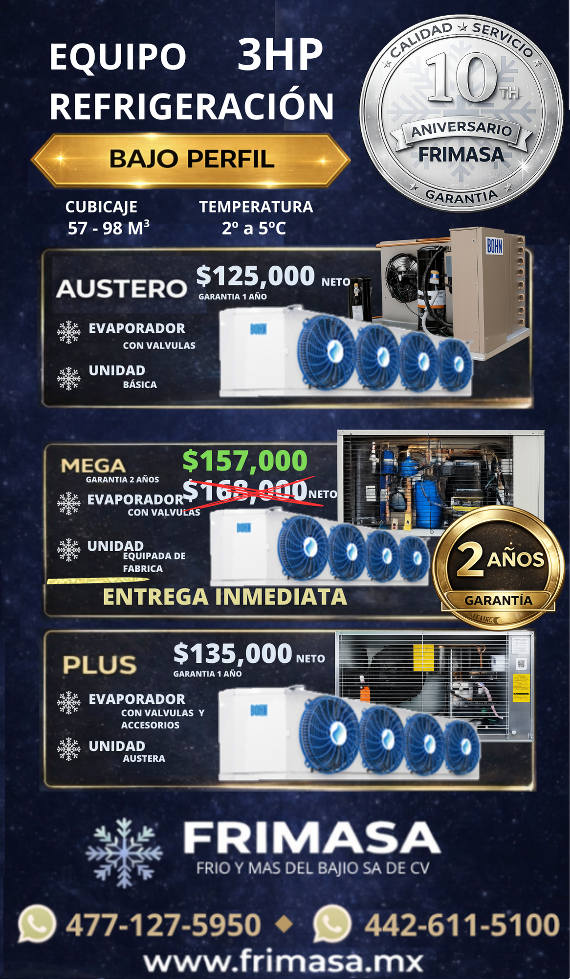 PAQUETES REFRIGERACION 3HP BAJO PERFIL