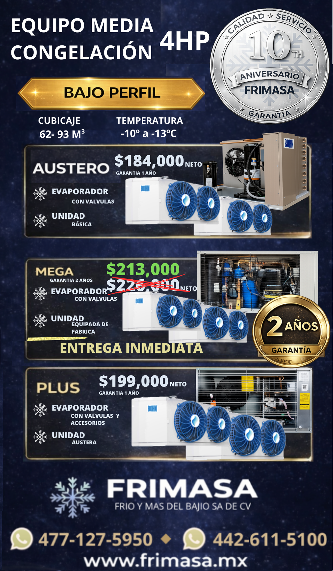 PAQUETES MEDIA CONGELACION 4HP BAJO PERFIL