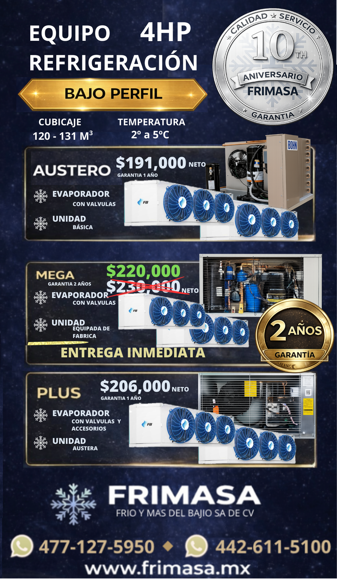 PAQUETES REFRIGERACION 4HP BAJO PERFIL