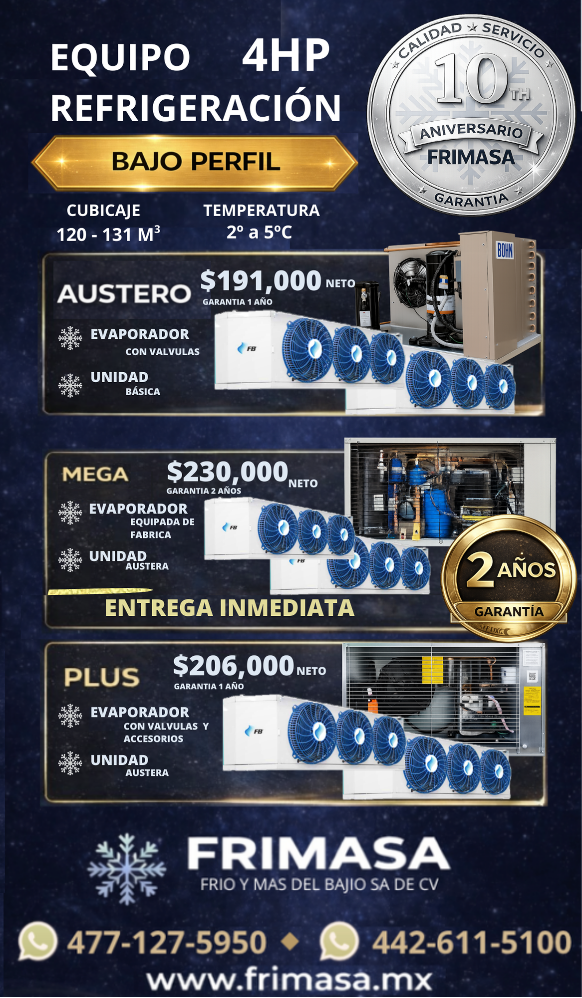 PAQUETES REFRIGERACION 4HP BAJO PERFIL