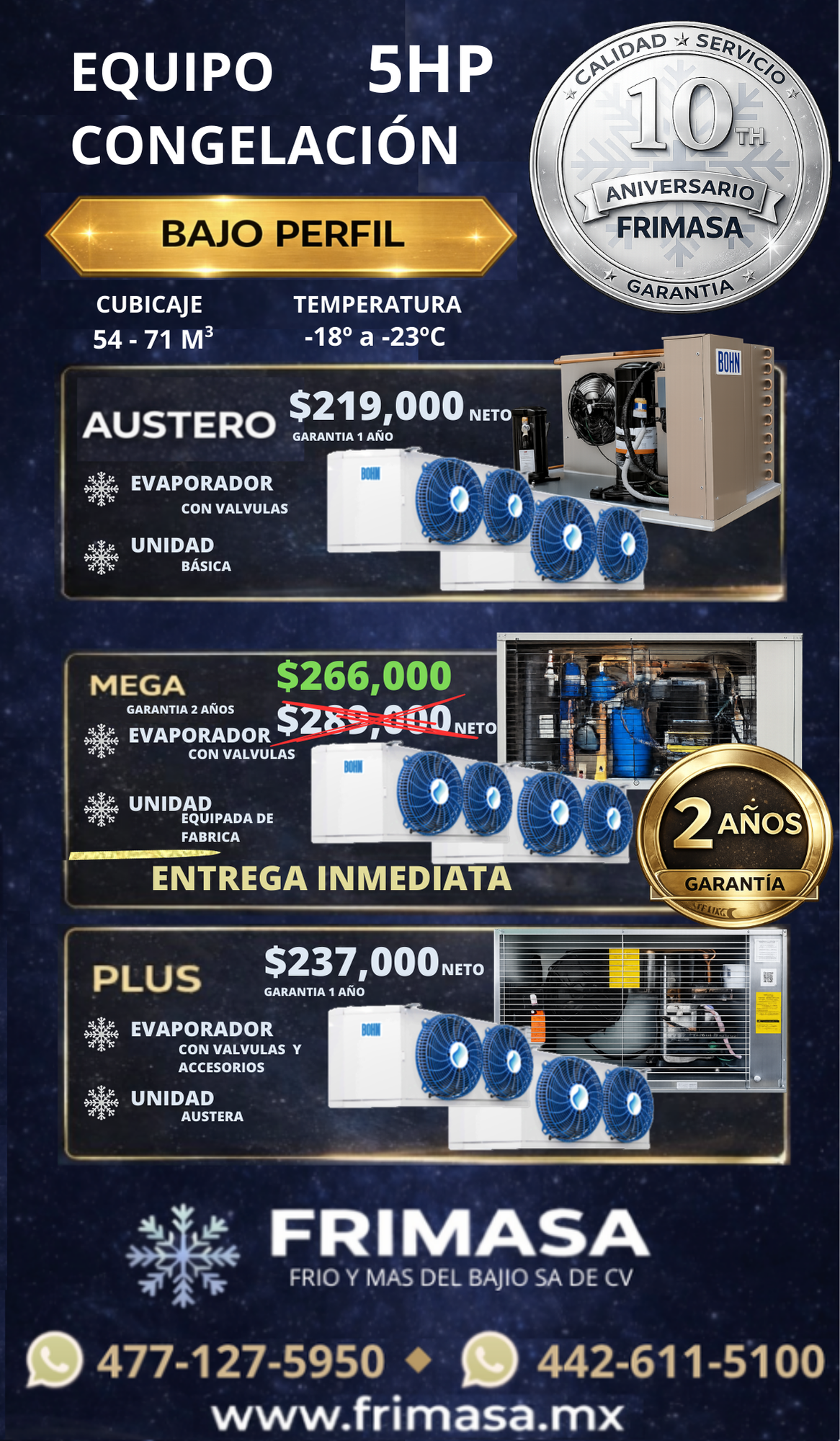 PAQUETES CONGELACION 5HP BAJO PERFIL