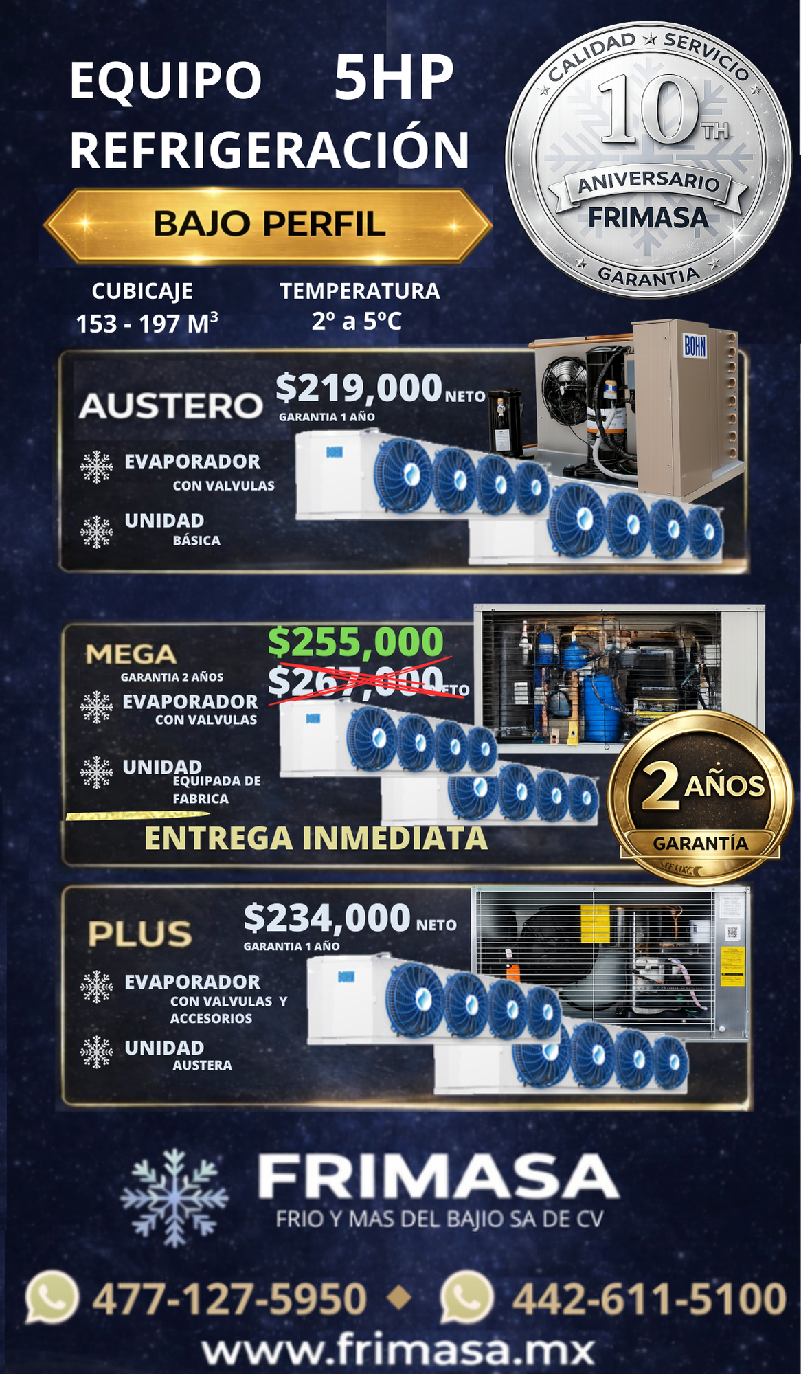 PAQUETES REFRIGERACION 5HP BAJO PERFIL