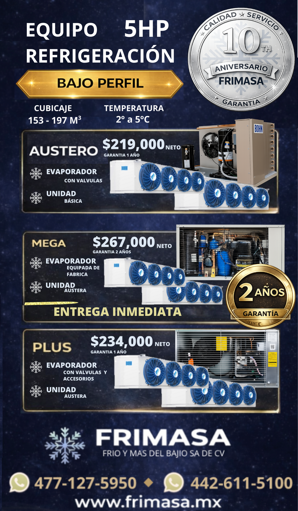 PAQUETES REFRIGERACION 5HP BAJO PERFIL