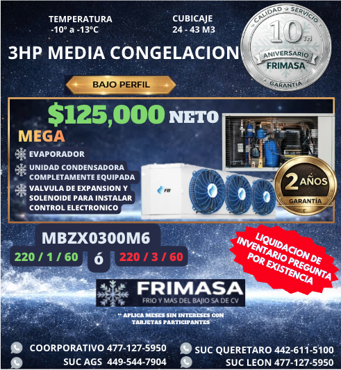 PAQUETES 3HP MEDIA CONGELACION BAJO PERFIL