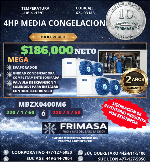 PAQUETES 4HP MEDIA CONGELACION BAJO PERFIL