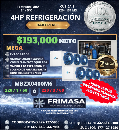 PAQUETES 4HP REFRIGERACION BAJO PERFIL