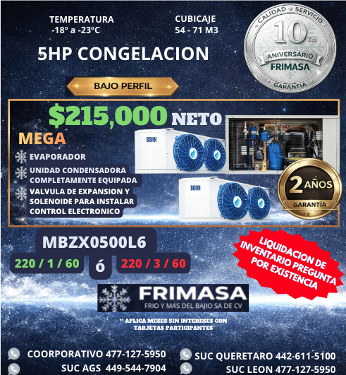 PAQUETES 5HP CONGELACION BAJO PERFIL