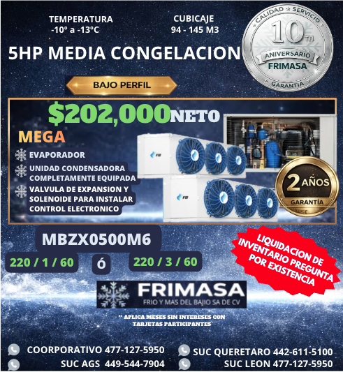 PAQUETES 5HP MEDIA CONGELACION BAJO PERFIL