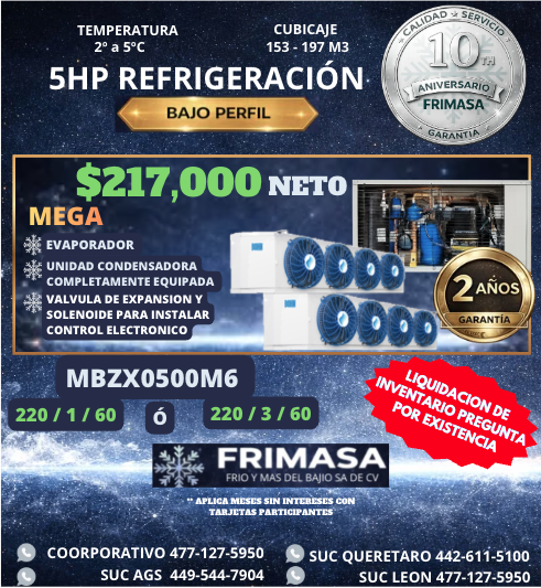 PAQUETES 5HP REFRIGERACION BAJO PERFIL