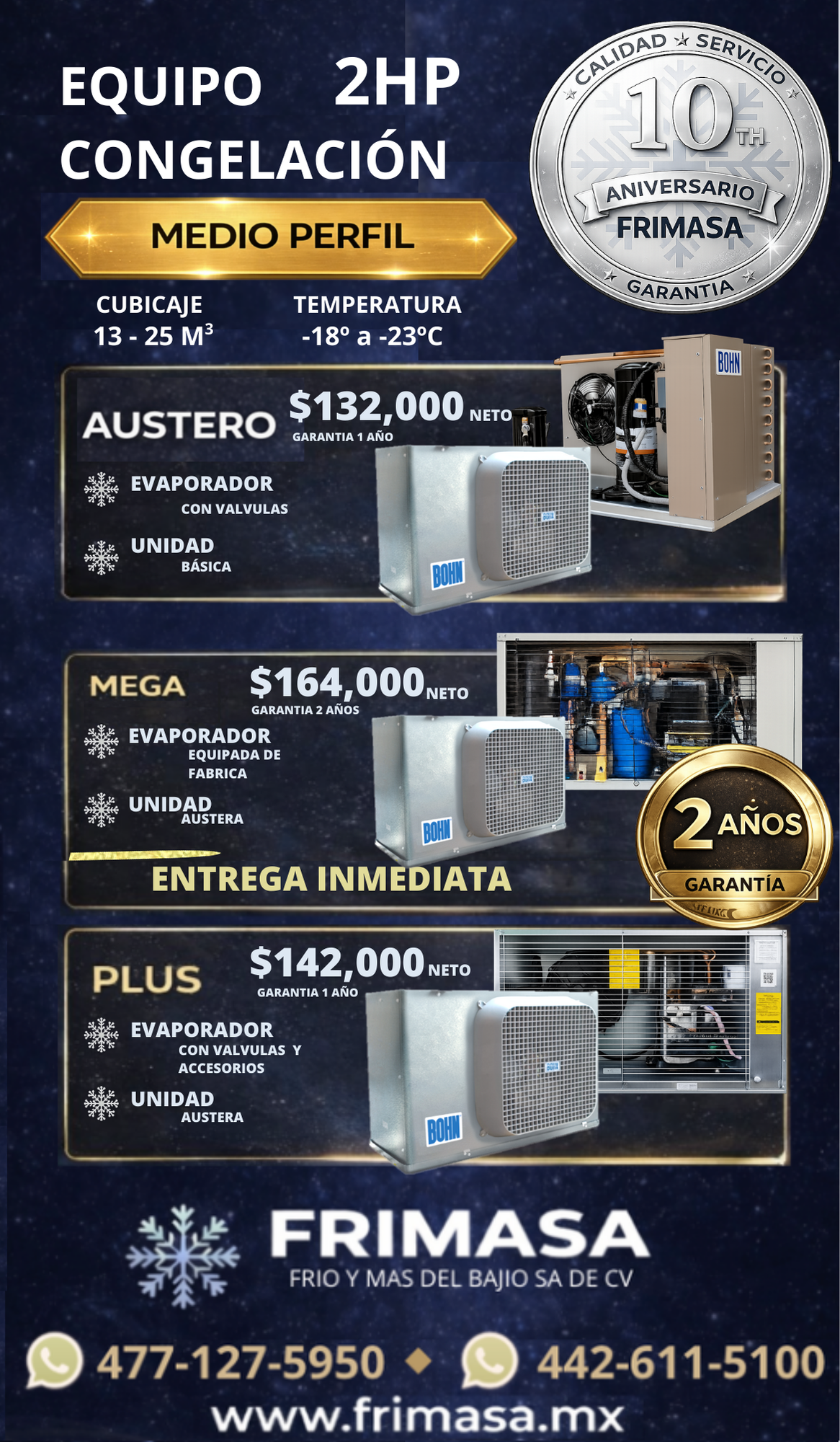 PAQUETES 2HP CONGELACION MEDIO PERFIL