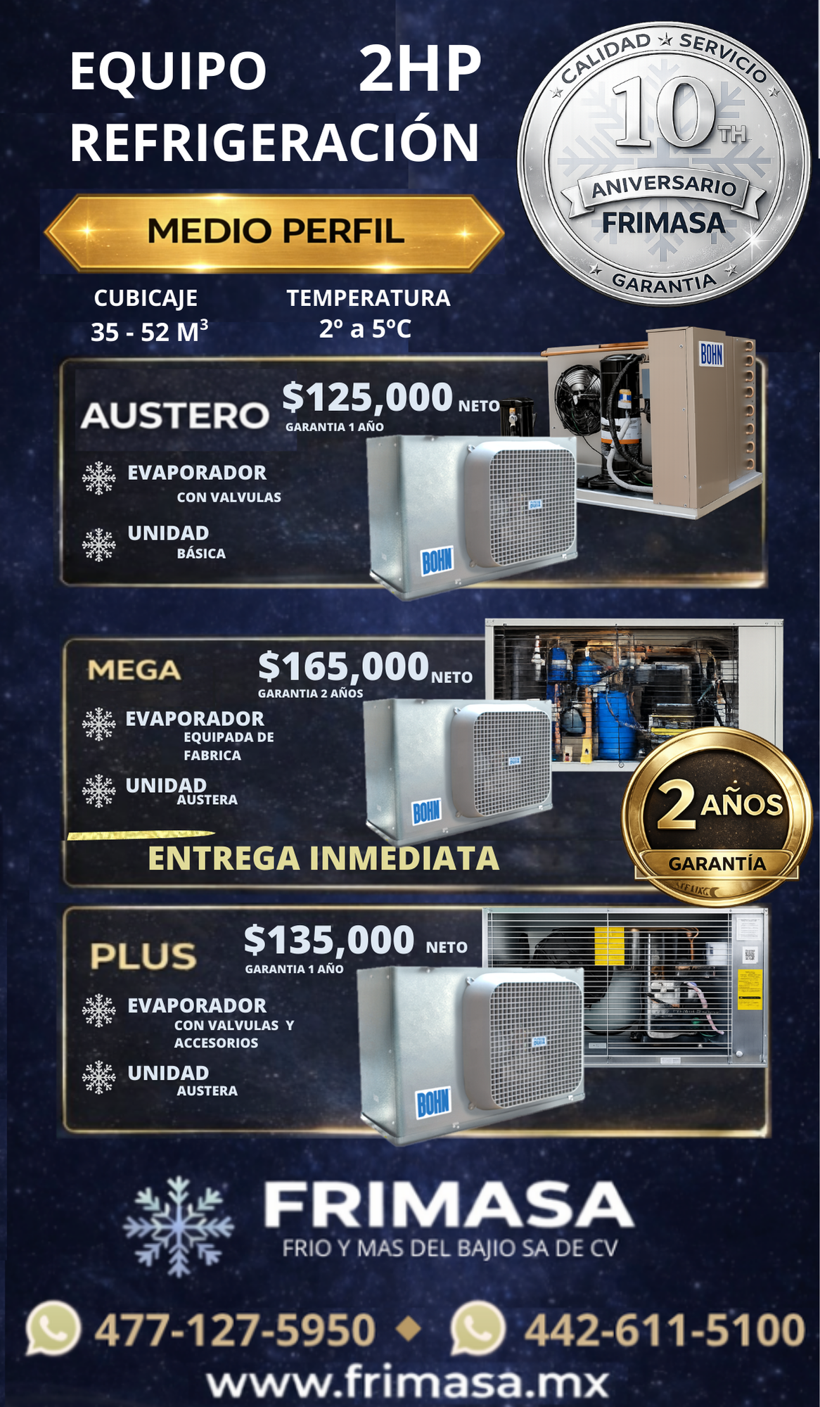 PAQUETES 2HP REFRIGERACION MEDIO PERFIL