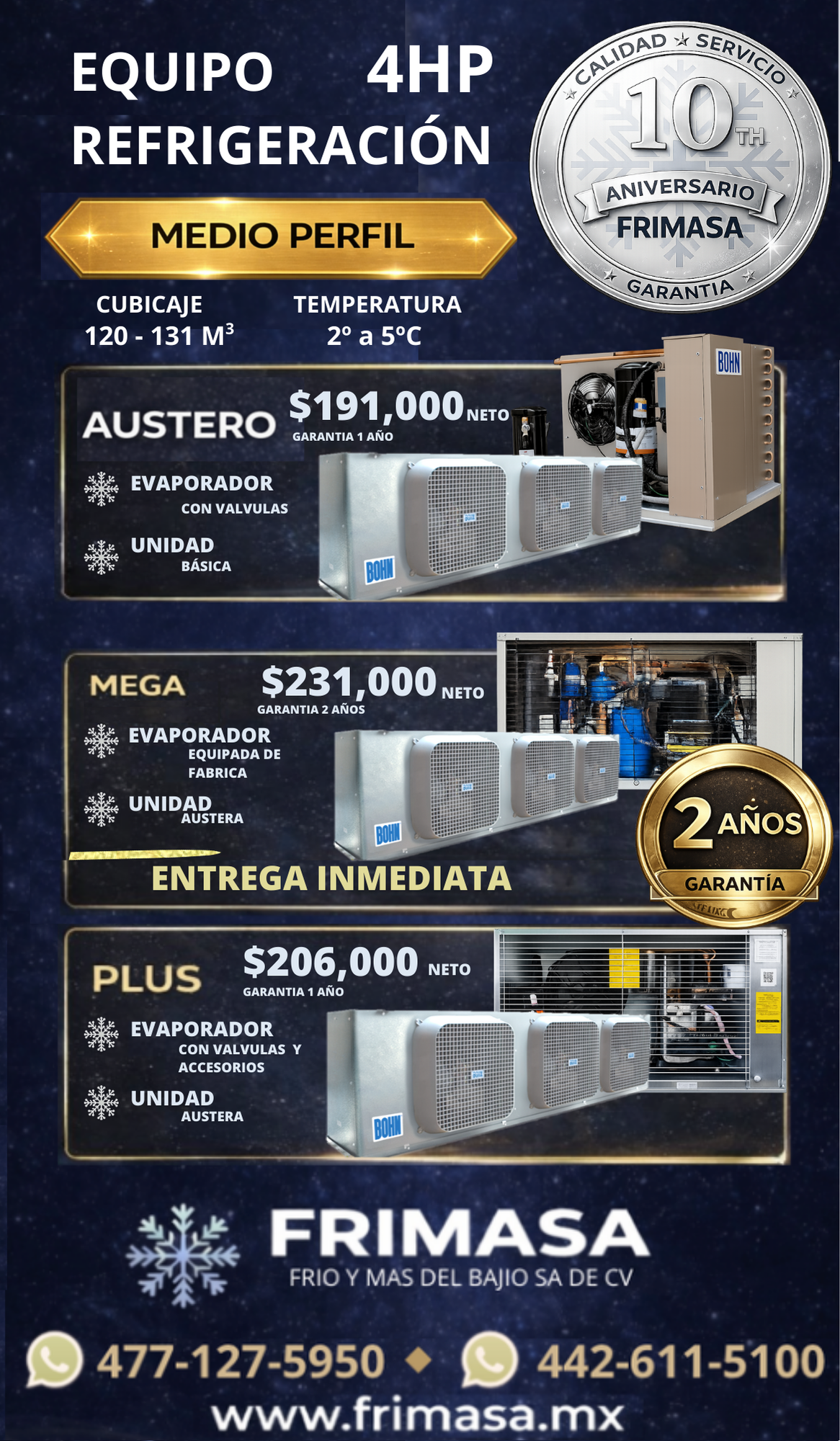 PAQUETES 4HP REFRIGERACION MEDIO PERFIL