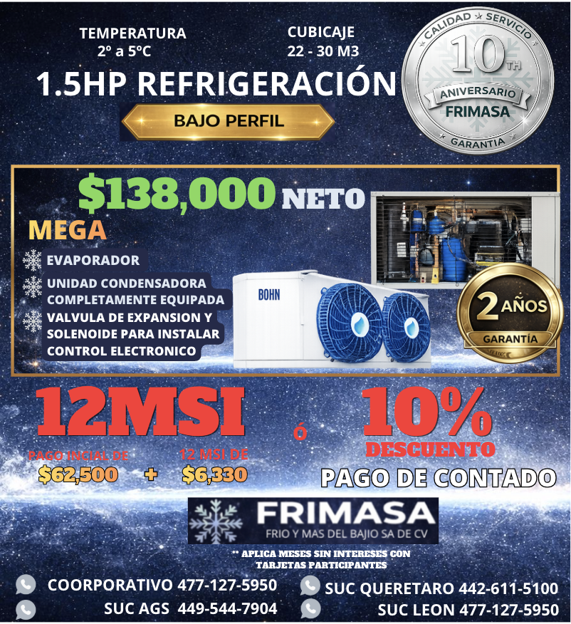 PAQUETES 1.5HP REFRIGERACION BAJO PERFIL