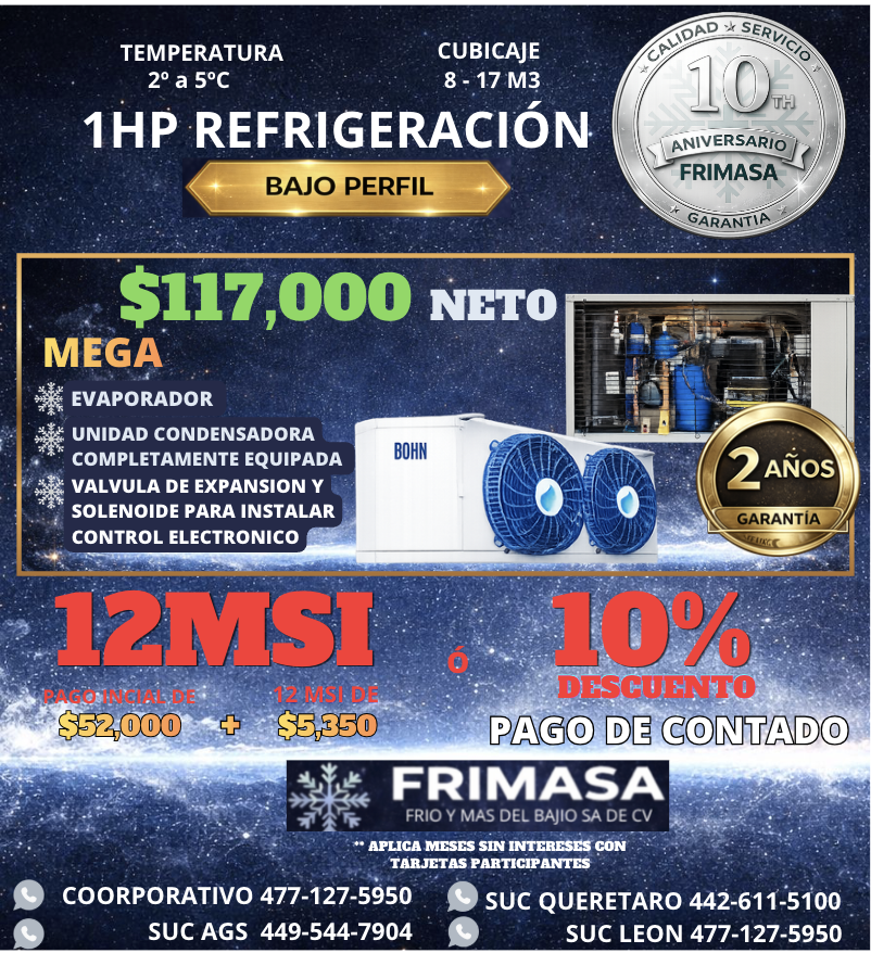 PAQUETES 1HP REFRIGERACION BAJO PERFIL