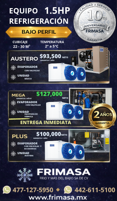 PAQUETES 1.5HP REFRIGERACION BAJO PERFIL