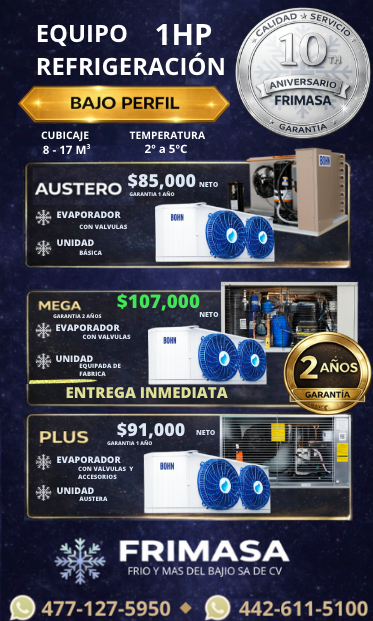 PAQUETES 1HP REFRIGERACION BAJO PERFIL
