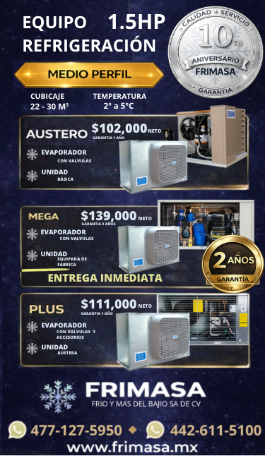 PAQUETES 1.5HP REFRIGERACION MEDIO PERFIL