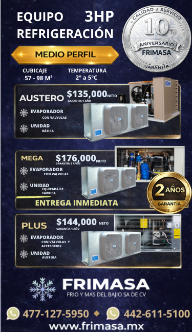 PAQUETES 3HP REFRIGERACION MEDIO PERFIL