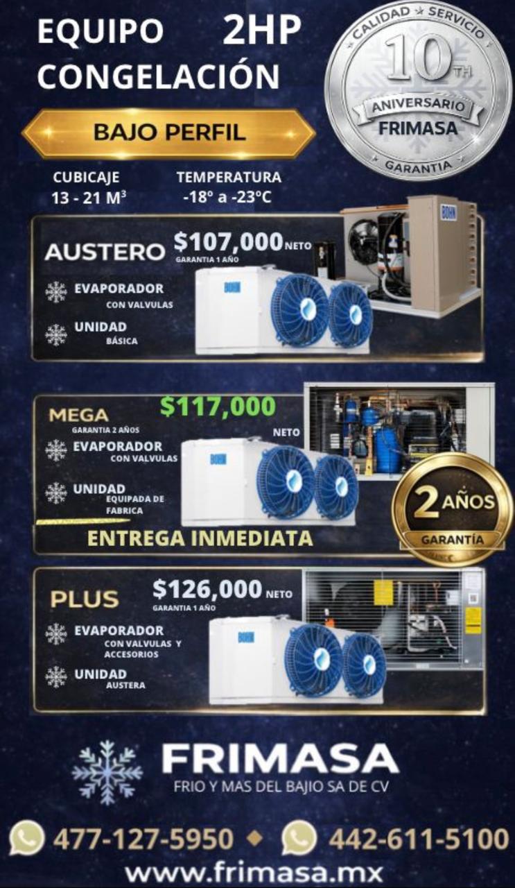 PAQUETES 2HP CONGELACION BAJO PERFIL