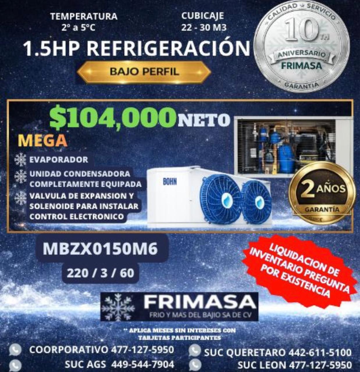PAQUETES 1.5HP REFRIGERACION BAJO PERFIL