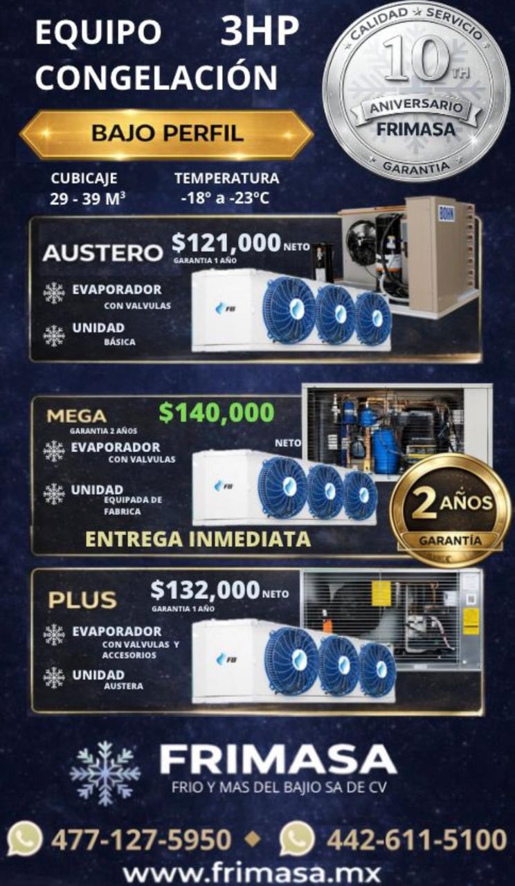 PAQUETES 3HP CONGELACION BAJO PERFIL