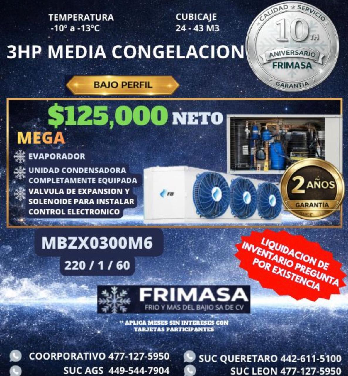 PAQUETES 3HP MEDIA CONGELACION BAJO PERFIL